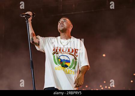 Roma, Italia. 9 luglio 2023. Coez si esibisce durante il concerto del festival Rock in Roma il 9 luglio 2023 all'Ippodromo delle Capannelle di Roma, Italia Credit: Independent Photo Agency/Alamy Live News Foto Stock