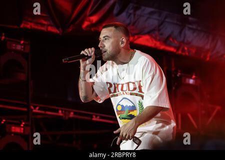 Roma, Italia. 9 luglio 2023. Coez si esibisce durante il concerto del festival Rock in Roma il 9 luglio 2023 all'Ippodromo delle Capannelle di Roma, Italia Credit: Independent Photo Agency/Alamy Live News Foto Stock