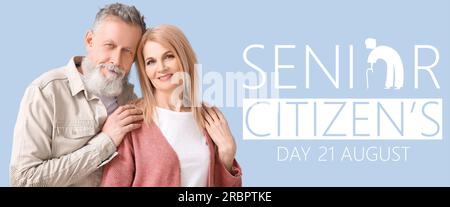 Banner per la giornata mondiale dei cittadini anziani con una coppia matura felice Foto Stock