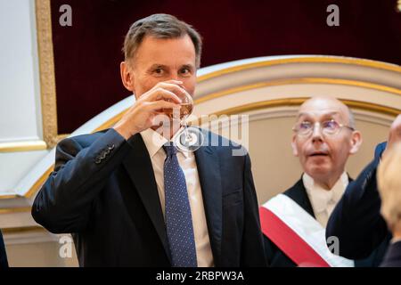 Cancelliere dello Scacchiere Jeremy Hunt alla cena dei servizi finanziari e professionali della City of London alla Mansion House di Londra. Data immagine: Lunedì 10 luglio 2023. Foto Stock