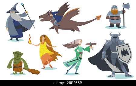 Set di personaggi dei cartoni animati dei giochi per computer Illustrazione Vettoriale