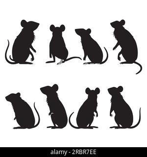 Una serie di illustrazioni vettoriali di silhouette mouse Illustrazione Vettoriale