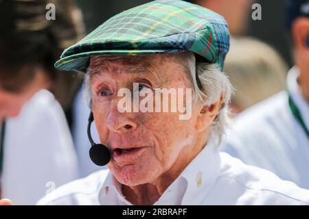 Jackie Stewart durante la FORMULA 1 ARAMCO BRITISH GRAND PRIX 2023 sul circuito di Silverstone, nel Regno Unito, il 9 luglio 2023 Foto Stock