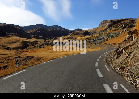 Col de la Bonnette, Jausiers, Alpes-de-Haute-Provence, Provence-Alpes-Cote d'Azur, Francia Foto Stock