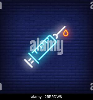 Siringa con segno al neon Illustrazione Vettoriale