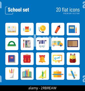 Icone scuola impostate Illustrazione Vettoriale