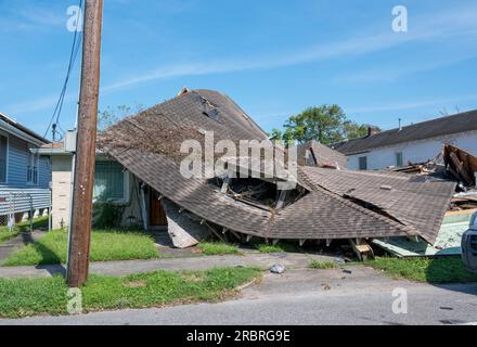 Danni causati dall'uragano Ida (2021) a New Orleans Foto Stock