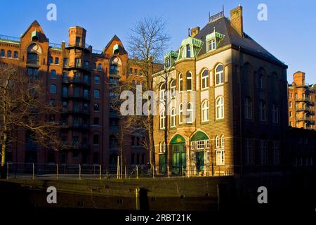 Castello Moated, Speicherstadt, Amburgo, Germania, Teekontor Foto Stock