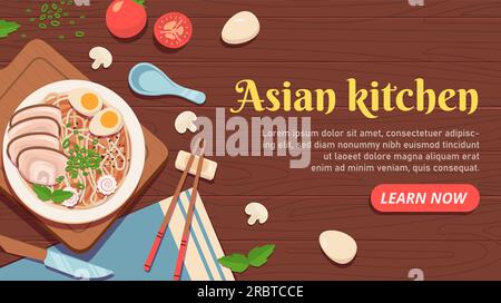 Concetto di landing page cucina asiatica Illustrazione Vettoriale