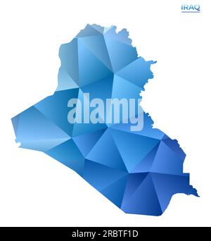 Mappa vettoriale poligonale della Repubblica dell'Iraq. Vivace campagna geometrica in basso stile poli. Illustrazioni precise per le infografiche. Illustrazione Vettoriale