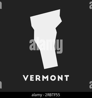 Icona del Vermont. Mappa di stato DEGLI STATI UNITI su sfondo scuro. Elegante mappa del Vermont con il nome dello stato degli Stati Uniti. Illustrazione vettoriale. Illustrazione Vettoriale