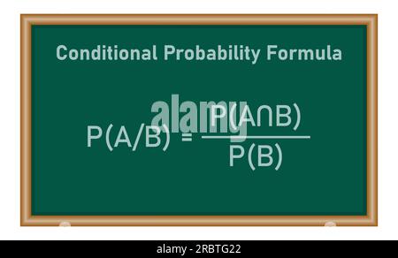 Formula di probabilità condizionale nella teoria della probabilità. Risorse matematiche per insegnanti e studenti. Illustrazione Vettoriale