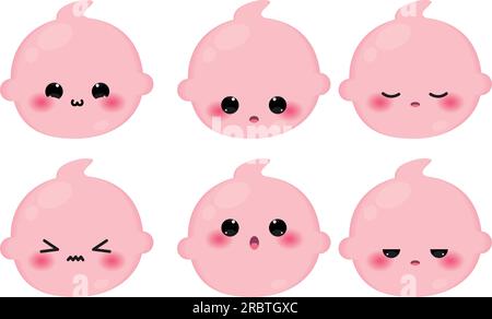 Set di icone emoji colorate per bambini Vector Illustrazione Vettoriale