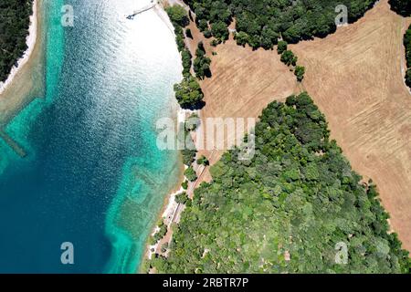 Arcipelago di Brijuni in Croazia Europa vista aerea dall'alto Foto Stock