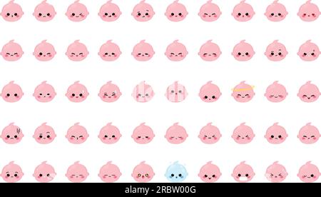 Set di icone emoji colorate per bambini Vector Illustrazione Vettoriale