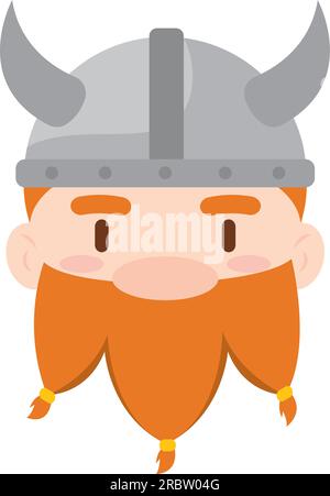 Vector dell'avatar del personaggio vichingo chibi maschio isolato Illustrazione Vettoriale