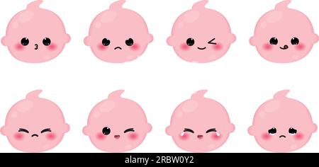 Set di icone emoji colorate per bambini Vector Illustrazione Vettoriale