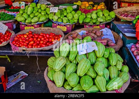 Mauritius, Grand Port District, Mahebourg, il mercato ortofrutticolo Foto Stock