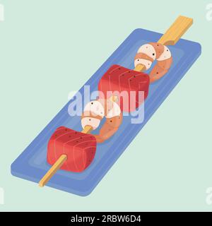 tonno grigliato e gamberetti su uno pullover Illustrazione Vettoriale