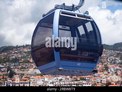 Cabina funicolare ravvicinata a Funchal Foto Stock
