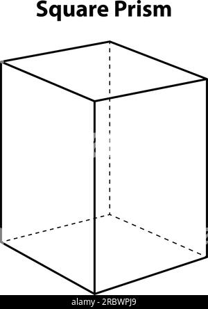 Forme geometriche - prisma quadrato - prisma quadrato. Illustrazione vettoriale isolata su sfondo bianco. Illustrazione Vettoriale