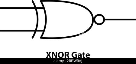 Gate XNOR. Simbolo elettronico dell'interruttore di apertura illustrazione dei simboli del circuito di base. Simboli elettrici, contenuti di studio di studenti di fisica. Illustrazione Vettoriale