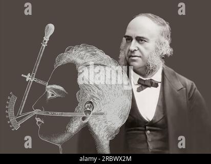 Pierre Paul Broca, 1824 – 1880, medico francese, anatomista e antropologo, goniometro facciale mediano, modifica digitale Foto Stock