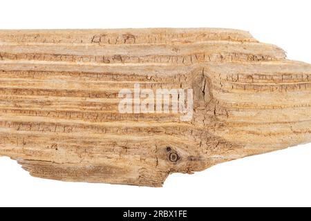 Parte di legno di driftwood isolato su sfondo bianco. Foto Stock