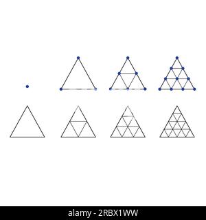 Geometria di base spaventata. forma triangolare geometrica a linea sottile. isolato su sfondo bianco. icona a forma di triangolo. set di simboli vettoriali. Illustrazione Vettoriale