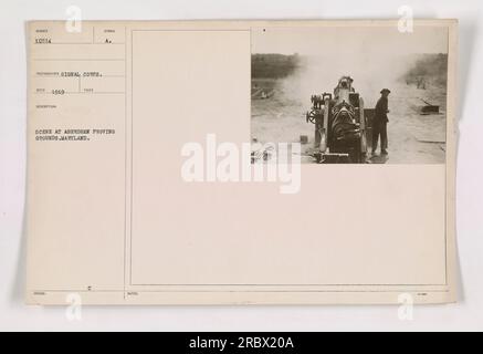 Soldati che si addestrano all'Aberdeen Proving Ground nel Maryland durante la prima guerra mondiale Foto Stock