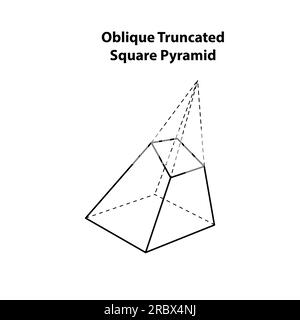 Prisma quadrato troncato obliquo. forme geometriche. Illustrazione vettoriale di isolato su bianco. icona, stampa, progettazione geometrica. Illustrazione Vettoriale