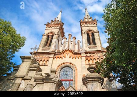 Impressionanti Torri Gemelle di Batumi Cattedrale della madre di Dio a Batumi, regione dell'Adjara, Georgia Foto Stock