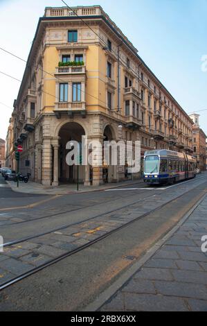 Tram, via Pietro Micca, centro storico, Torino, Piemonte, Italia, Europa Foto Stock