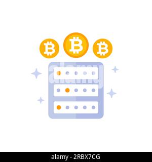 icona vettore bitcoin miner, design piatto Illustrazione Vettoriale