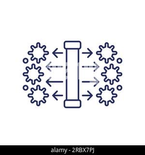 Sterilizzazione a raggi UV, icona lampada UV-C, vettore Illustrazione Vettoriale