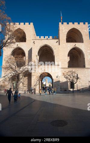 Porta de Serrans, Plaza dels Furs, Valencia, Spagna, Europa Foto Stock