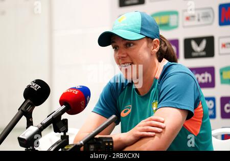 L'australiana Tahlia McGrath durante una conferenza stampa al Seat Unique Stadium di Bristol. Data foto: Martedì 11 luglio 2023. Foto Stock