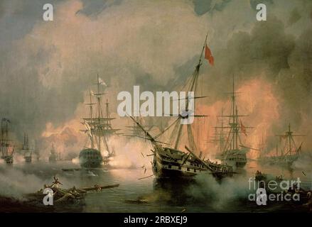 La battaglia di Navarino 1846 di Ivan Aivazovsky Foto Stock