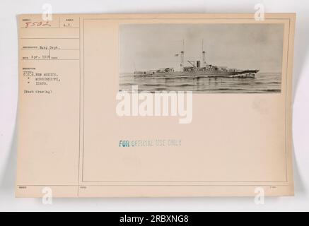 Fotografia del Dipartimento della Marina scattata dalla Marina, ricevuta nell'aprile 1918. L'immagine è un disegno di lavaggio che raffigura la U.S.S. New Mexico, Mississippi e Idaho. Il numero assegnato a questa fotografia è A.U. È contrassegnato come "Note solo per uso ufficiale". Foto Stock