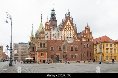 Municipio gotico, Breslavia, Polonia Foto Stock