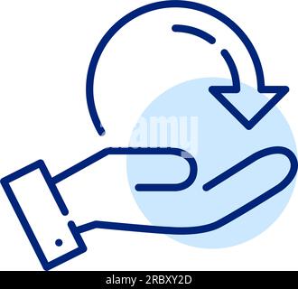 Ricarica, sostituzione della freccia di riciclo in mano. Icona Pixel Perfect Illustrazione Vettoriale