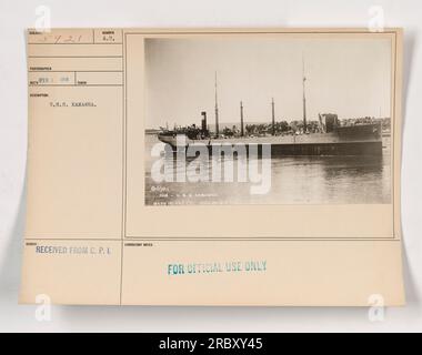 La USS Kanawha, una nave navale, catturata nella foto durante la prima guerra mondiale L'immagine è stata scattata nel febbraio 1918. La nave era ormeggiata a Mare Island, in California, dove era in uso come laboratorio. La fotografia reca il timbro ufficiale "solo per uso ufficiale". Foto Stock