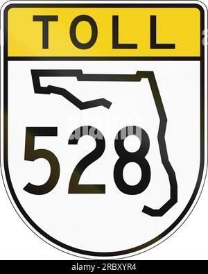 Scudo stradale a pedaggio USA Florida. Il segno contiene una forma dello stato. Foto Stock