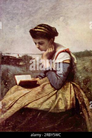 Woman Reading in a Landscape 1869 di Camille Corot Foto Stock