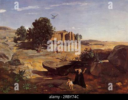 Hagar in the Wilderness 1835 di Camille Corot Foto Stock