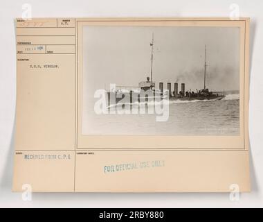 USS Winslow, fotografato il 12 febbraio 1918. Presa dalla USS Winslow, questa immagine mostra la nave in azione durante la prima guerra mondiale. L'immagine è stata ricevuta dal C.P. I. Laboratorio ed è etichettato esclusivamente per uso ufficiale. Le note indicano che la USS Winslow potrebbe raggiungere una velocità di 26-7-20 nodi. Foto Stock