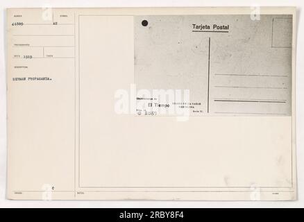 Didascalia: "Soldati americani che esaminano materiali di propaganda tedeschi catturati durante la prima guerra mondiale La fotografia, scattata nel 1919, cattura gli sforzi per contrastare l'influenza tedesca attraverso i mezzi di stampa. Fa parte di una raccolta di immagini che documentano le attività militari americane durante la guerra." Foto Stock