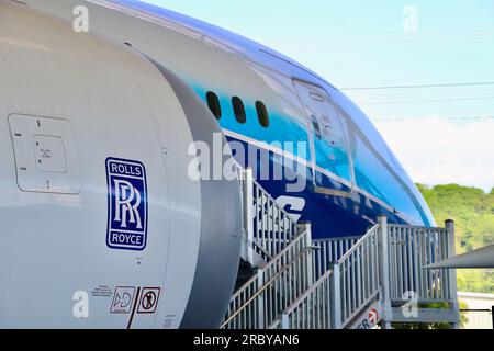 Terzo Boeing 787 Dreamliner jet passeggeri utilizzato per promuovere l'aereo in tutto il mondo il Museum of Flight Seattle Washington State USA Foto Stock