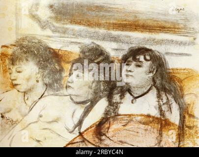 Tre ragazze sedute in faccia 1879 di Edgar Degas Foto Stock