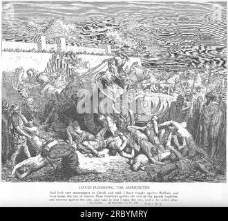 David attacca gli Ammoniti di Gustave Dore Foto Stock